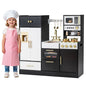Kids play kitchen with realistic lights and sounds, featuring colorful appliances and play utensils for imaginative pretend cooking.