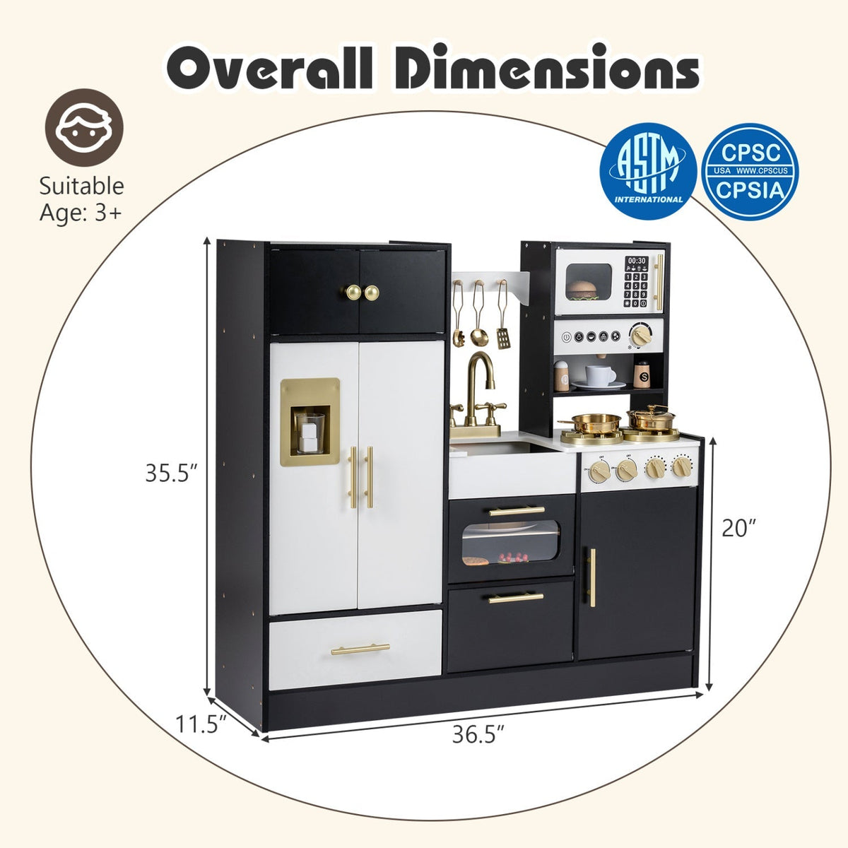 Kids play kitchen with realistic lights and sounds, featuring stove, oven, and countertop for imaginative play by GBruno Store