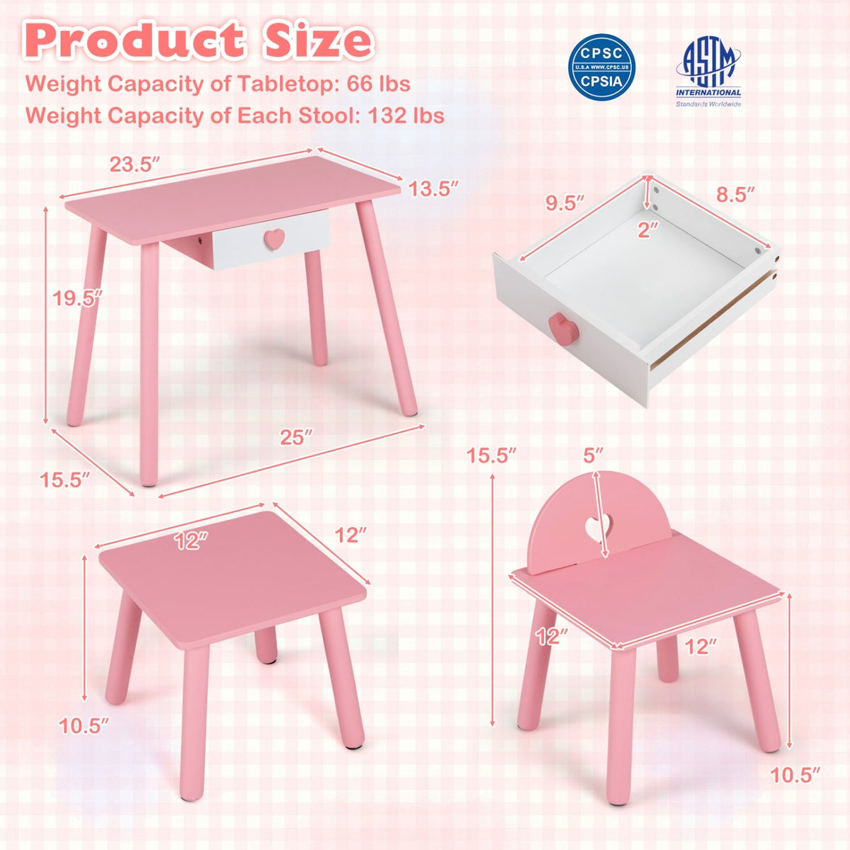 Kids vanity pretend nail salon playset with table and stools, featuring colorful nail polish bottles and grooming accessories.