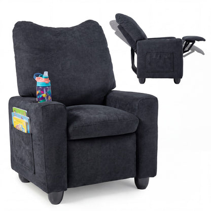 Kids recliner sofa by GBruno Store featuring an adjustable footrest and built-in cup holder, perfect for comfortable children's seating.