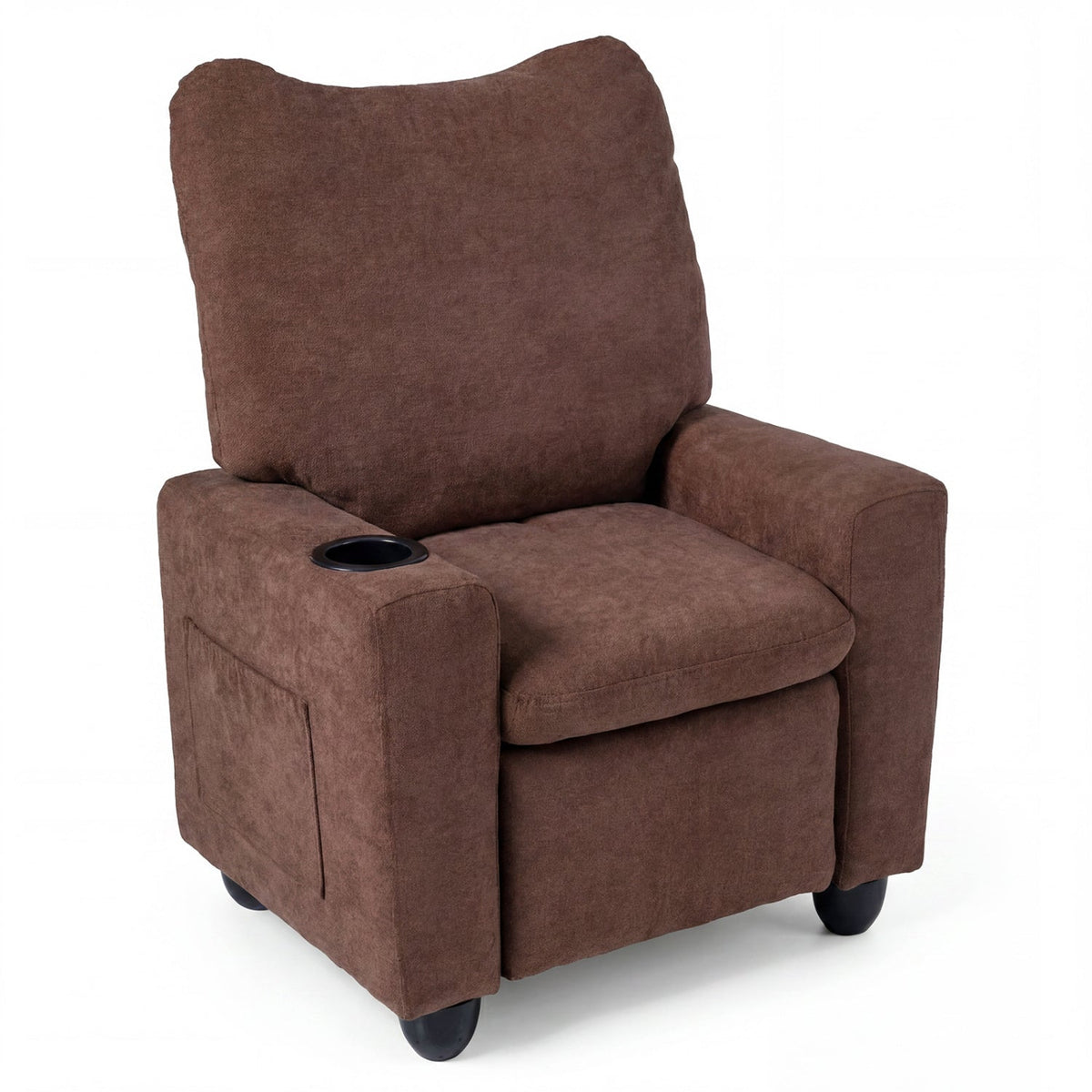 Kids recliner sofa by GBruno Store with adjustable footrest and cup holder, featuring colorful upholstery and kid-friendly design.
