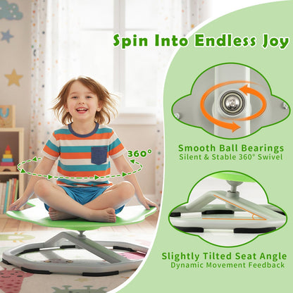Kids sensory swivel chair with 360° spinning seat and metal base, designed for children’s comfort and sensory stimulation.