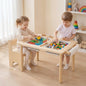 Kids sensory table set with adjustable height and two chairs, perfect for kids' play and learning activities.