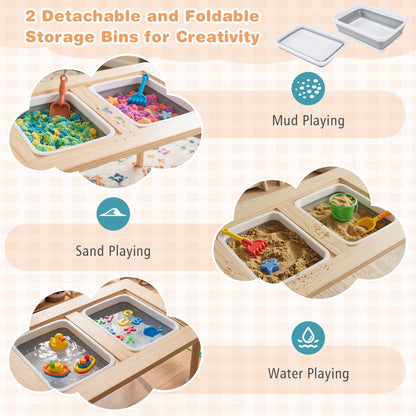 Kids sensory table set with adjustable height and two chairs, ideal for children’s play and learning activities