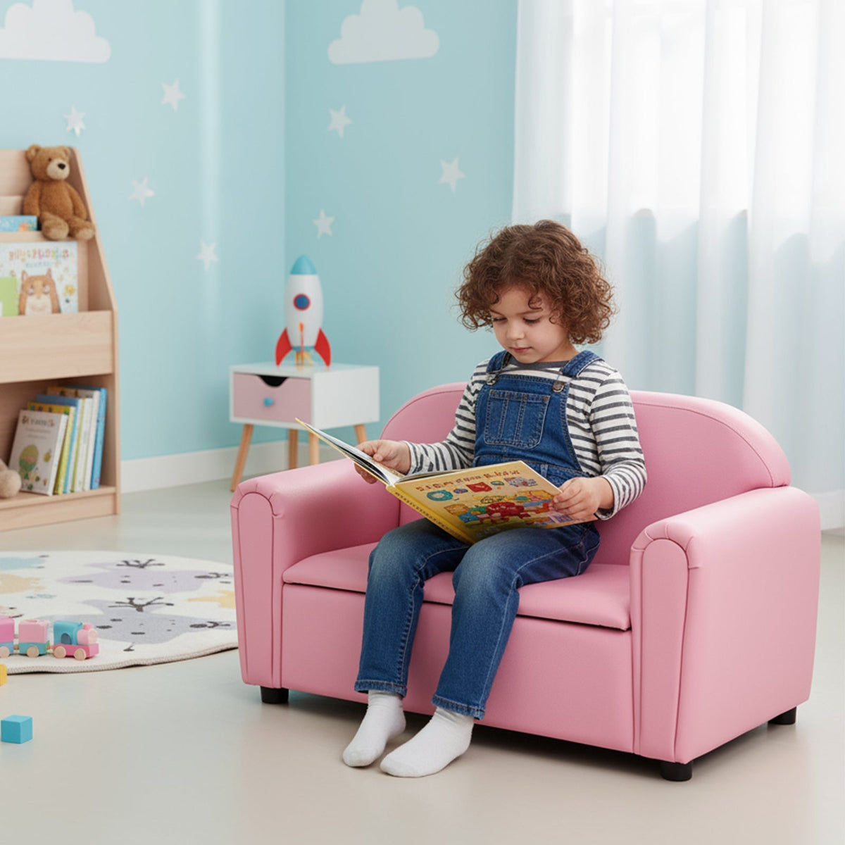 Wooden kids kitchen playset with realistic lights and sounds, designed for imaginative play and learning.