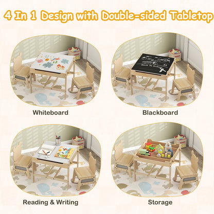 Kids table and chair set by GBruno Store with a reversible whiteboard surface, featuring colorful, child-friendly furniture for play and learning.
