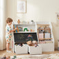Kids toy storage organizer with flip-up blackboard from GBruno Store, featuring multiple compartments and a playful design.