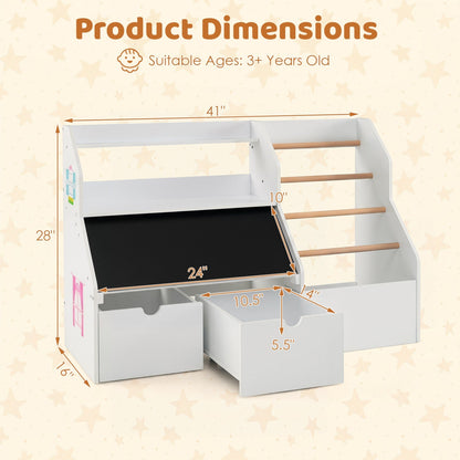 Kids toy storage organizer with flip-up blackboard from GBruno Store, featuring multiple compartments for easy toy organization