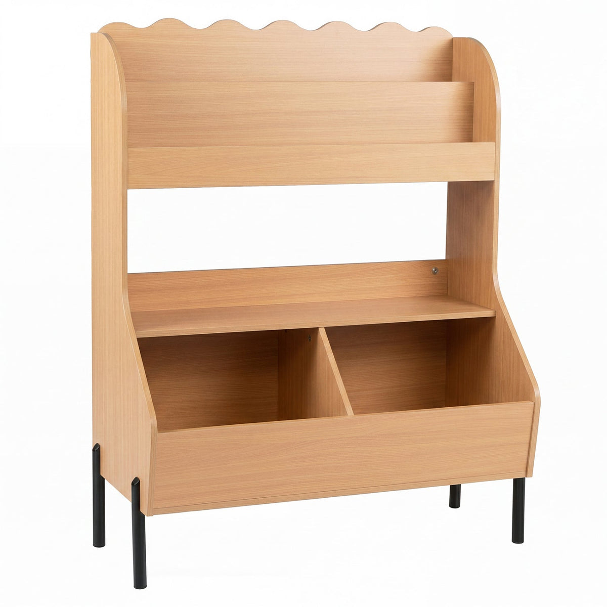 Kids toy storage organizer with bookshelf and bins, GBruno Store kids storage furniture for easy toy and book organization.