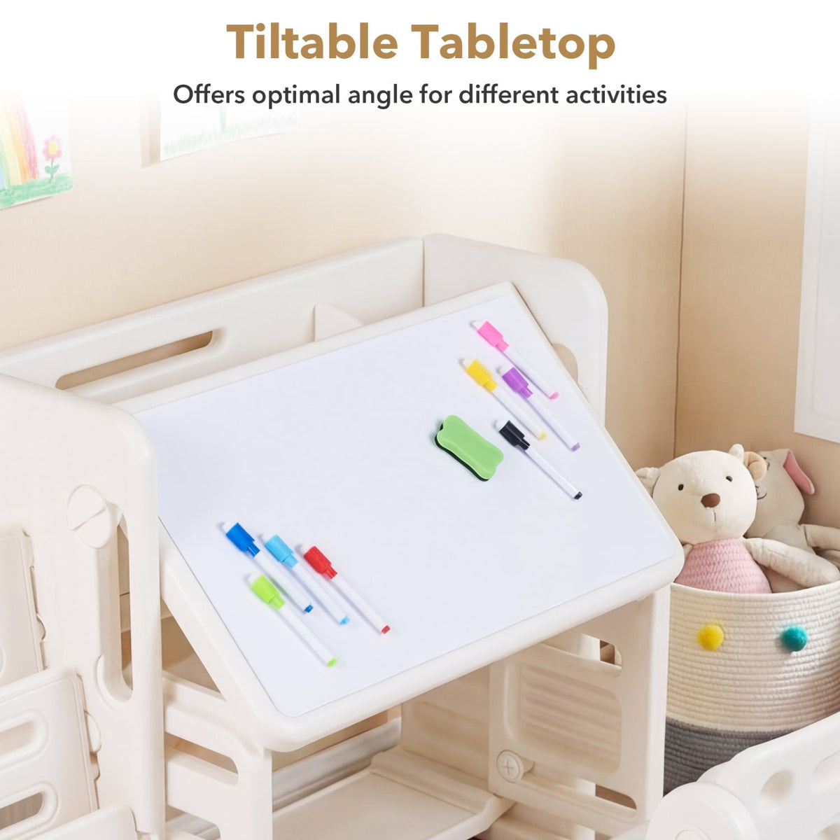 Kids furniture set including a writing desk, chair, and side bookshelves, designed for children by GBruno Store.