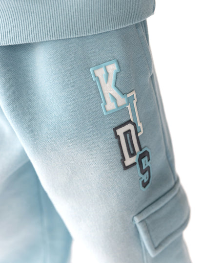 Kids cargo sweatpants by Elevated Faith featuring a comfortable fit and casual style, shown in a front view.