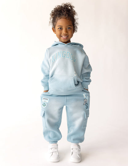 Kids cargo sweatpants by Elevated Faith with multiple pockets, made of soft, comfortable fabric for everyday wear.
