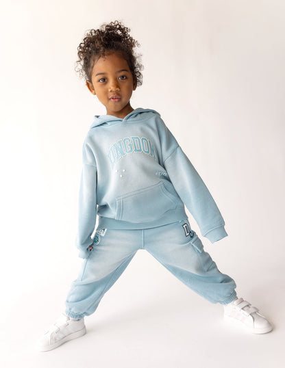 Bright yellow kids hoodie from Elevated Faith with Kingdom Kids branding, featuring a comfortable fit and casual style.