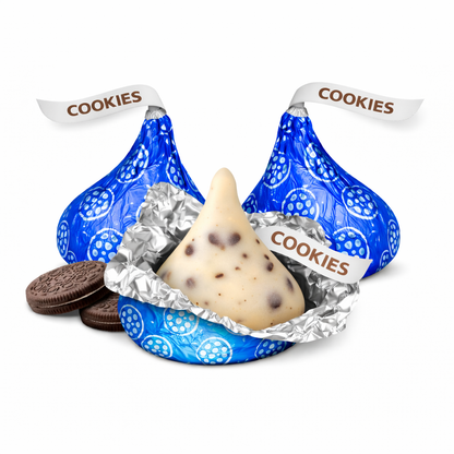 Hershey's Kisses Cookies 'n' Creme chocolate candies in a bulk bag, featuring white and chocolate coated pieces from Candy In Bulk