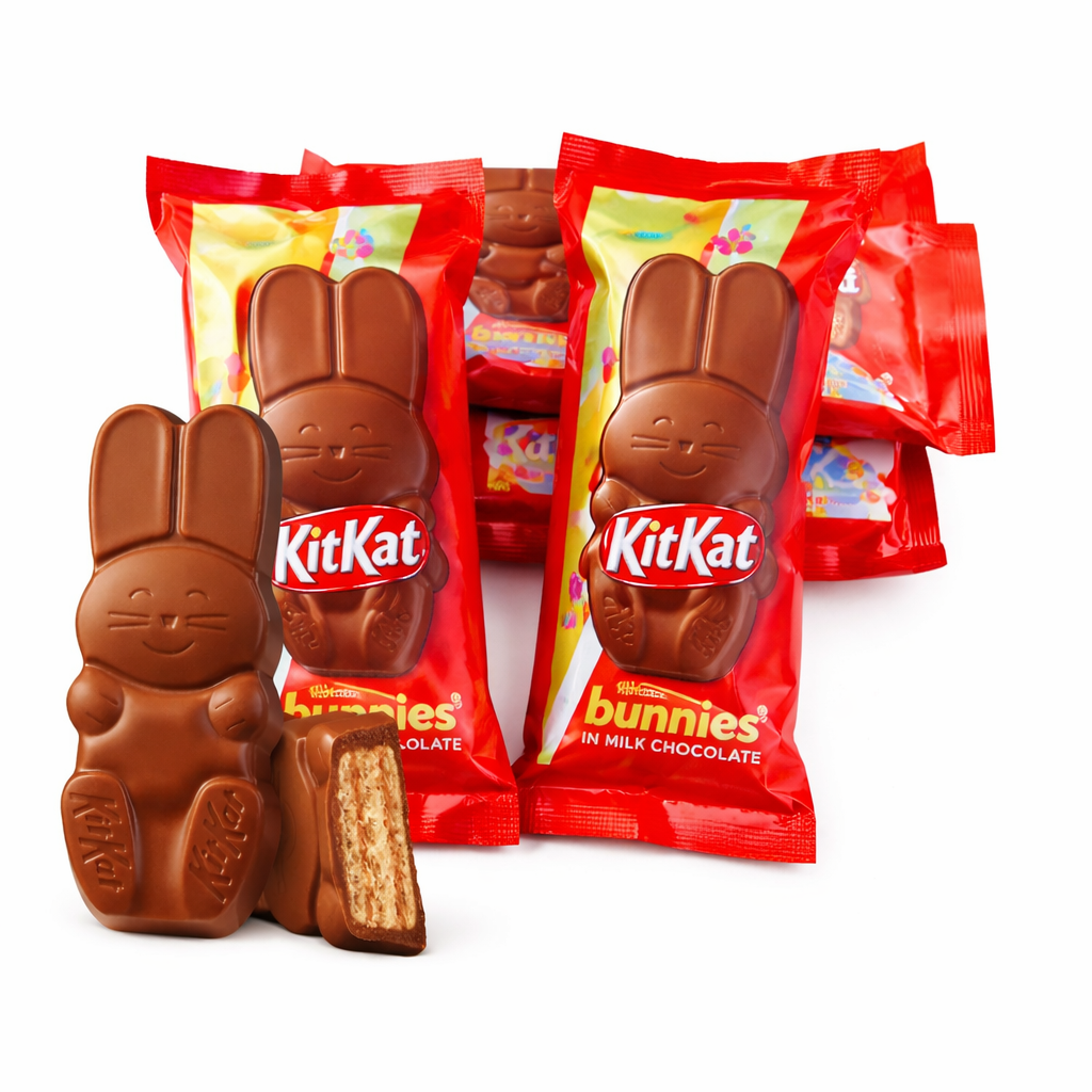 Chocolate KitKat Bunnies in milk chocolate from Candy In Bulk, featuring crisp wafer bunny shapes ideal for Easter celebrations.