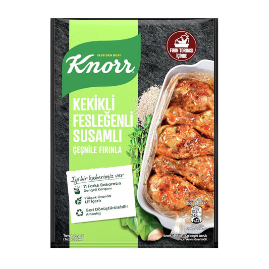 Knorr Chicken Oregano Sesame spice packet from S101 pantry, showing the 29g seasoning mix with oregano and sesame seeds.