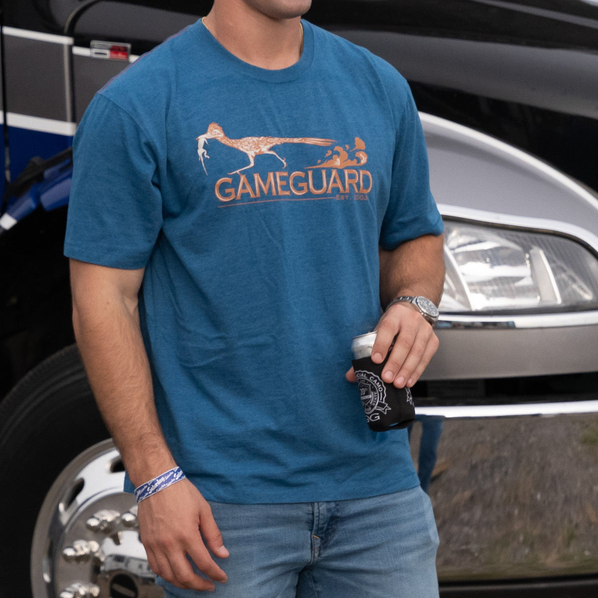 GameGuard HydroBlue graphic T-shirt featuring a vibrant blue and black design, casual fit, and soft cotton fabric.