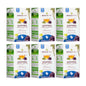 Organic Moringa and blueberry herbal tea by Miracle Tree, caffeine-free, in a clear glass cup showcasing vibrant tea infusion.