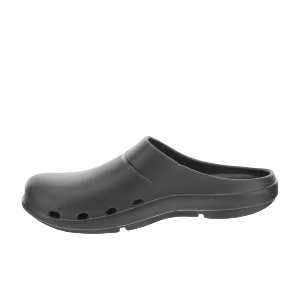 Black Sovella Active Recovery Sandals men's PF clog by Lucky Feet Shoes, shown in a comfortable slip-on style with open toe design.