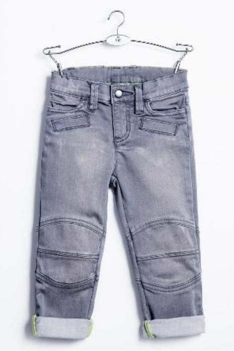 Gray IndigoPaper biker jeans with a slim fit, featuring distressed details and classic five-pocket styling.
