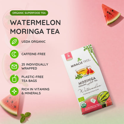Organic Moringa Tea - Watermelon - Caffeine-Free Herbal Tea
