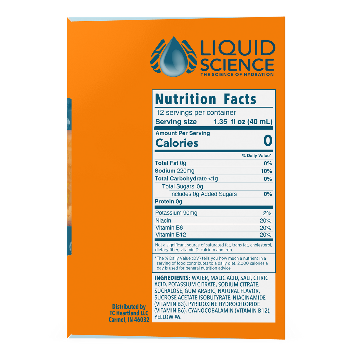 Liquid Science Orange Hydration Pods by Java House, orange-flavored electrolyte drink mix in a resealable packet.