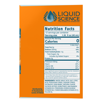 Liquid Science Orange Hydration Pods by Java House, orange-flavored electrolyte drink mix in a resealable packet.