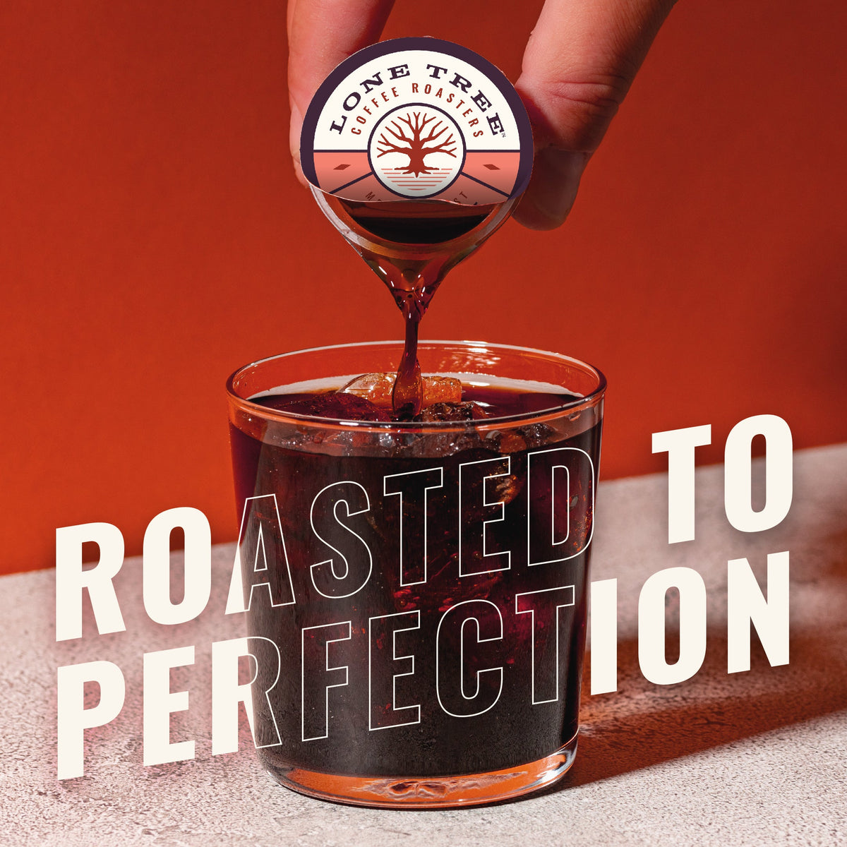 Java House Lone Tree Coffee Roasters Daily Delight medium roast coffee in a mug, served with a coffee maker in the background.