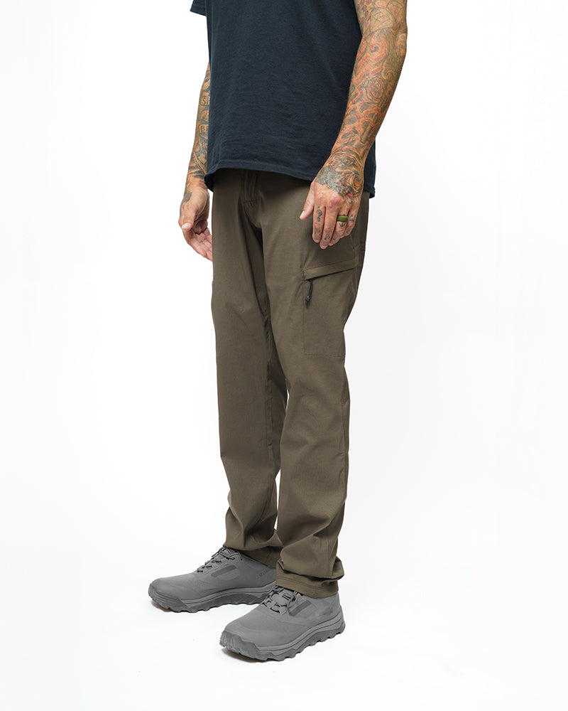 Off The Grid Surplus Lancer Taper Fit Pants in Beluga Brown, showcasing the tapered design and durable fabric.