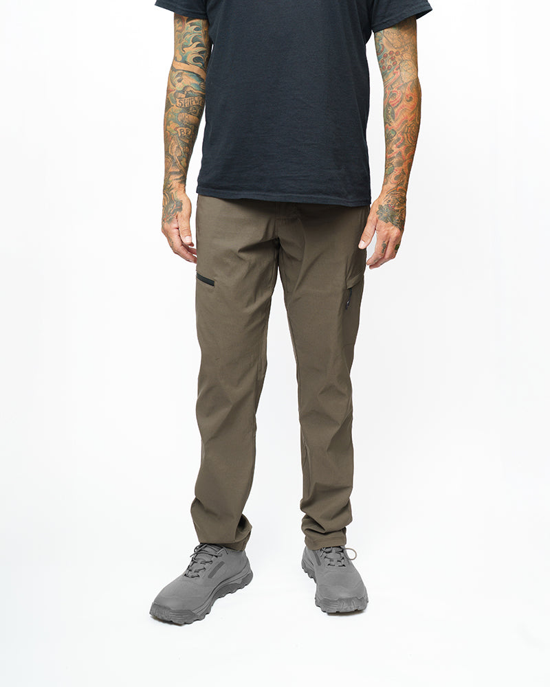 Off The Grid Surplus Lancer Taper Fit Pant in Beluga Brown, showcasing stylish tapered pants with a comfortable fit and versatile design.