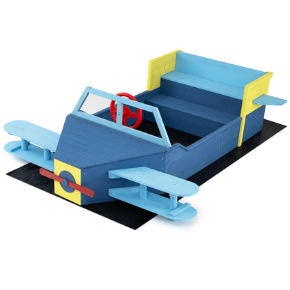 Large wooden kids sandbox with bottom liner and bench seat, ideal for outdoor play, featuring natural wood finish and spacious design.