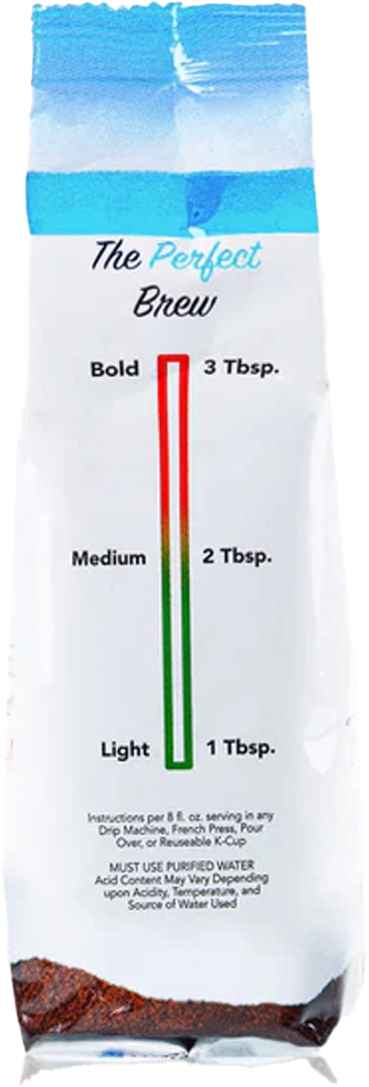 A bag of Tylers Coffees regular acid-free ground coffee with a label, placed next to a coffee cup and brewing equipment.