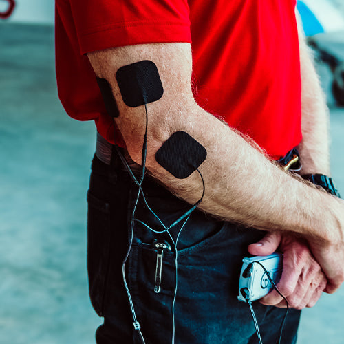 iReliev wired small pads refill kit with adhesive gel pads, designed for use with compatible pain relief devices.