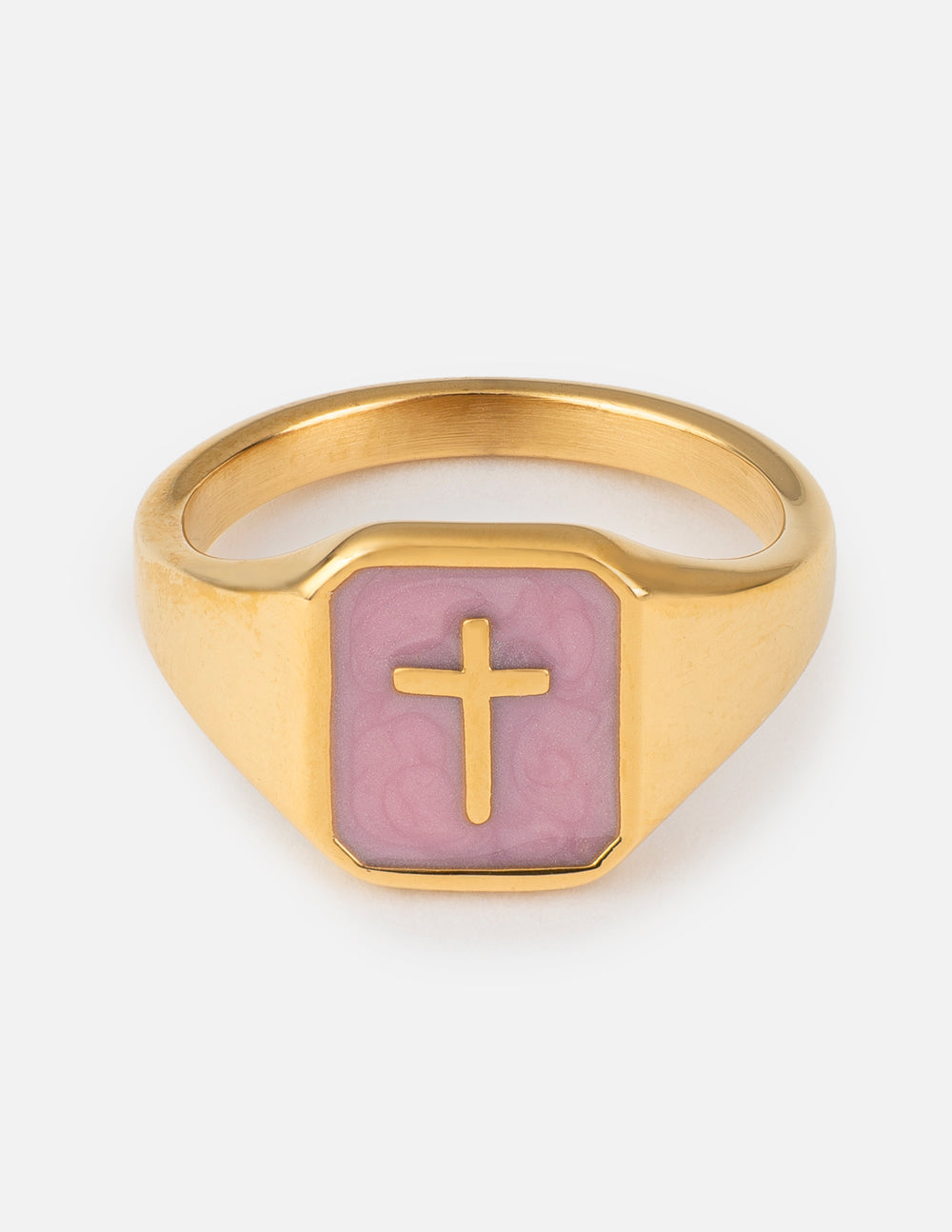 Lilac enamel cross ring by Elevated Faith, showcasing a detailed cross design on a stylish ring for faith-inspired jewelry.