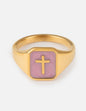 Lilac enamel cross ring by Elevated Faith, showcasing a detailed cross design on a stylish ring for faith-inspired jewelry.