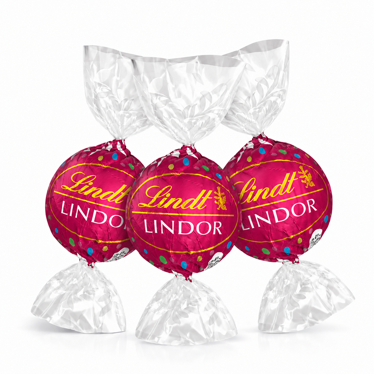 Lindt LINDOR Birthday Cake White Chocolate Truffles in a bulk Candy In Bulk package, showcasing smooth white chocolate truffles.