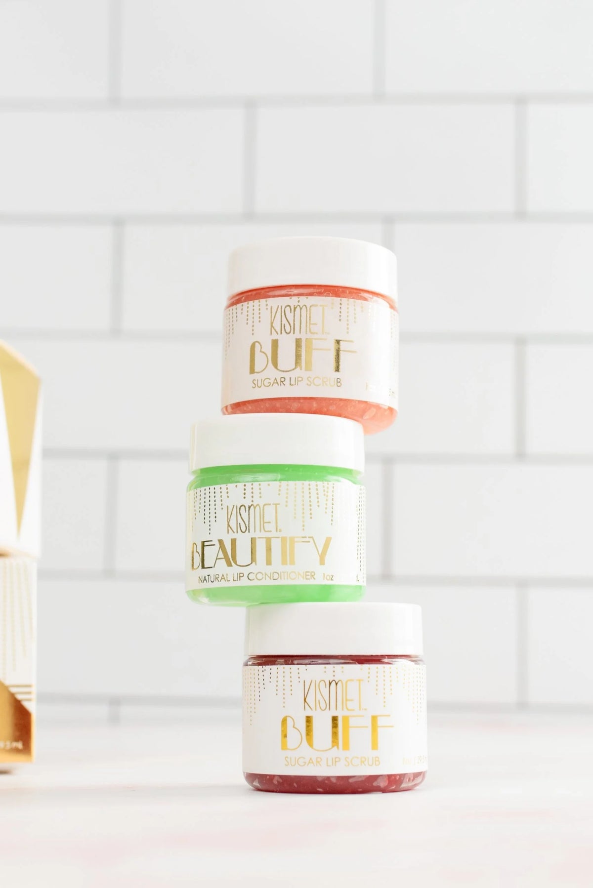 Kismet Buff All-Natural Lip Scrub set with exfoliating lip balm and scrub sticks, natural ingredients for smooth, soft lips