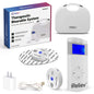 iReliev TENS unit for pain relief, showing portable wearable therapeutic system with controls and electrode pads.