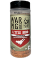 WarPig BBQ Little Bird smoker with stainless steel body and wooden handle, ready for grilling and smoking delicious barbecue.