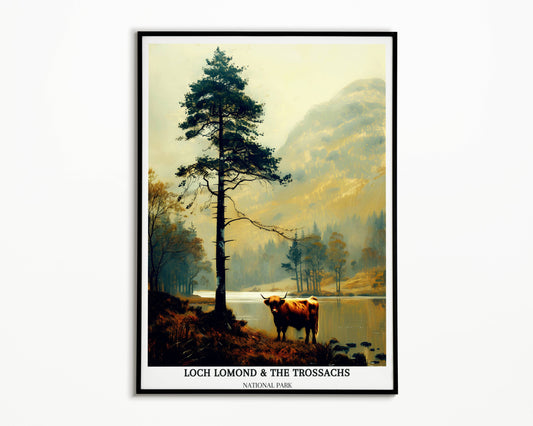 Digital map of Loch Lomond and The Trossachs National Park, featuring Scottish Highlands, Cairngorms, and Loch Ness scenery.