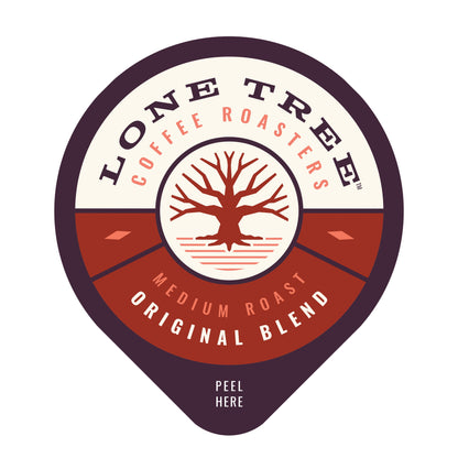 Java House Lone Tree Coffee Roasters medium roast original blend in a bag with coffee beans and label, ready for brewing.