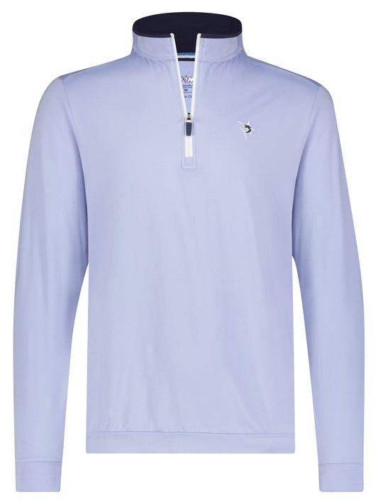 Grey long sleeve Long Beach quarter zip by White Water Life, made from ultra-soft lightweight fabric for comfort.