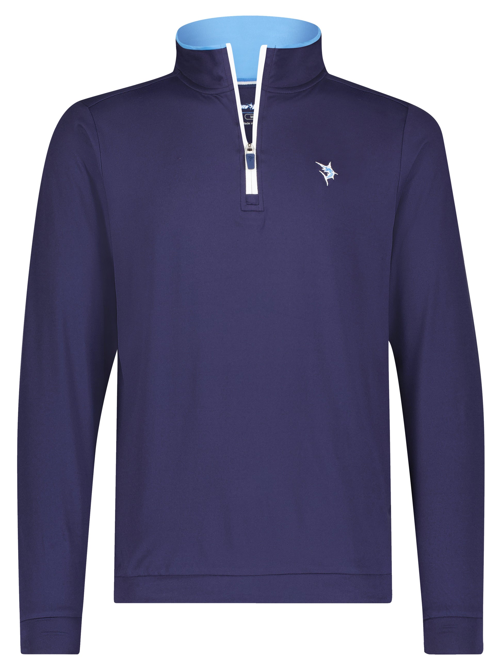 Navy long sleeve quarter zip top by White Water Life, lightweight and ultra soft, perfect for casual or active wear.