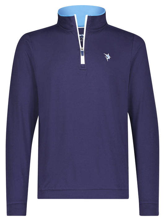 Navy long sleeve quarter zip top by White Water Life, lightweight and ultra soft, perfect for casual or active wear.