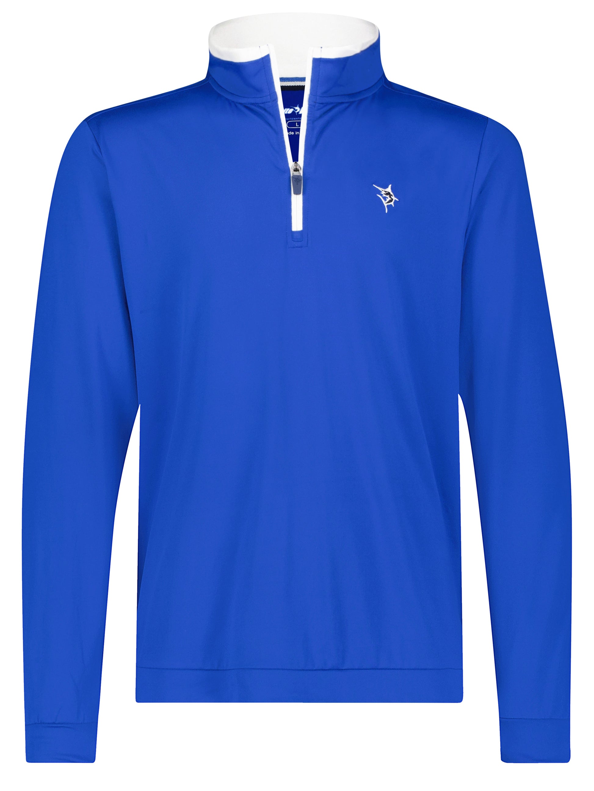 White Water Life Long Beach quarter zip long sleeve top in royal blue, ultra soft and lightweight fabric.
