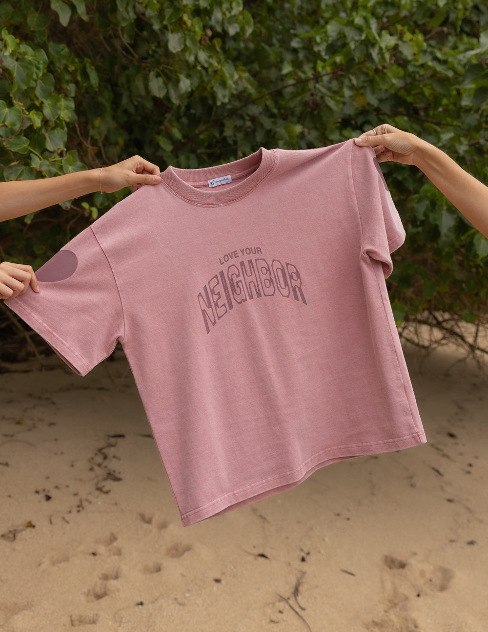Elevated Faith Love Your Neighbor heavyweight T-shirt featuring bold text design on a comfortable cotton tee.