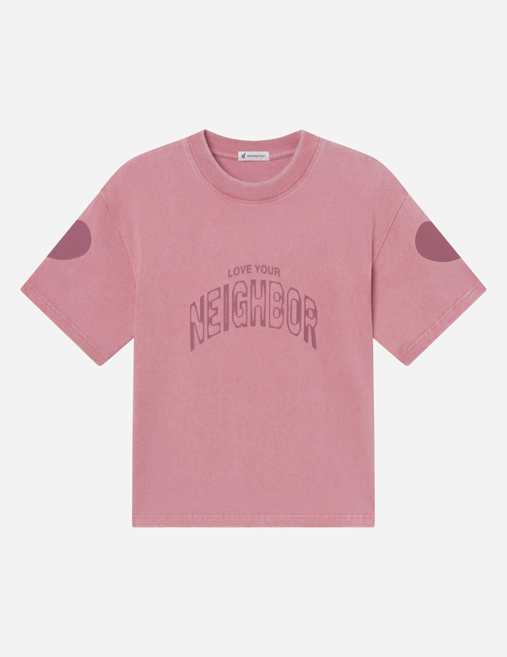 Elevated Faith Love Your Neighbor heavyweight T-shirt featuring bold graphic and comfortable fit, casual wear for faith-based expression.