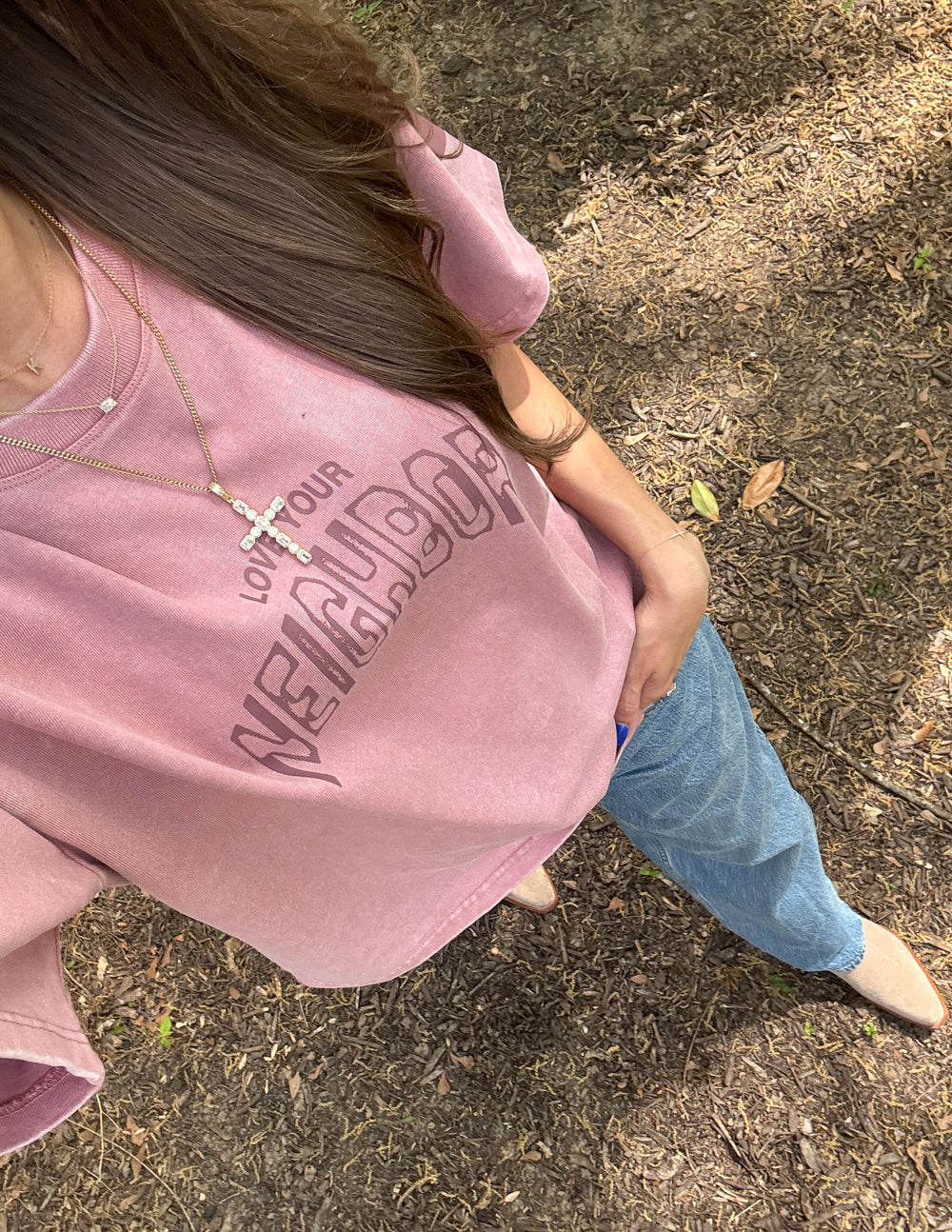 Elevated Faith Love Your Neighbor heavyweight T-shirt featuring a bold design and comfortable fit, ideal for casual wear.
