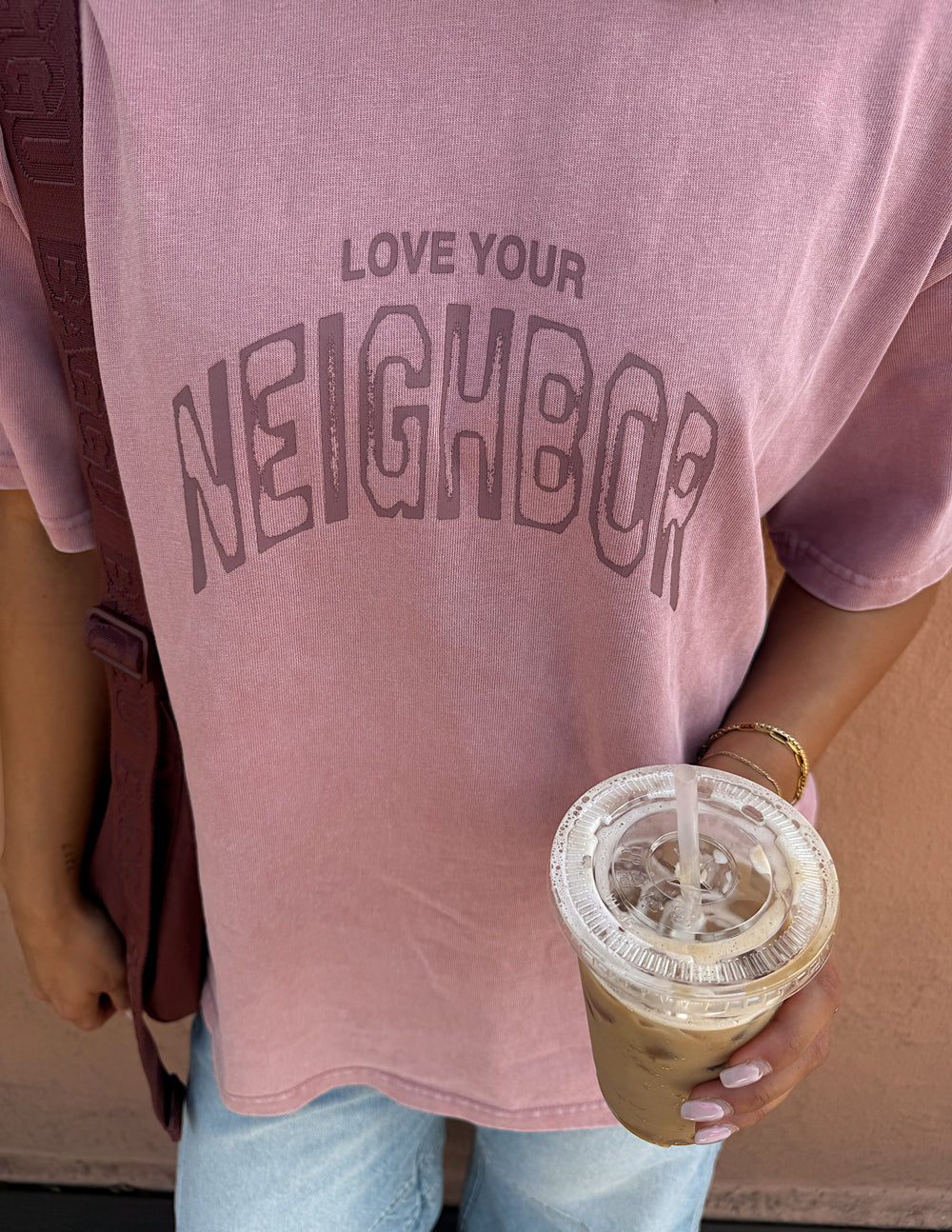 Elevated Faith Love Your Neighbor heavyweight T-shirt showing a bold design and comfortable fit in a casual style.