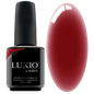 Luxio gel polish Jelli Red 15ml bottle with red gel polish visible, showcasing the vibrant, glossy nail color product.